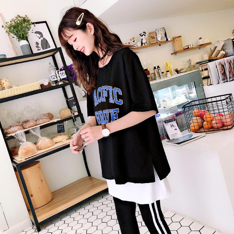 スリットレイヤードｔシャツ レディース ボトムス 無地 シンプル ブラック ホワイト コーデ 着回し 重ね着風 フェイクレイヤード 体型カバー オール プラスナオ Paypayモール店 通販 Paypayモール
