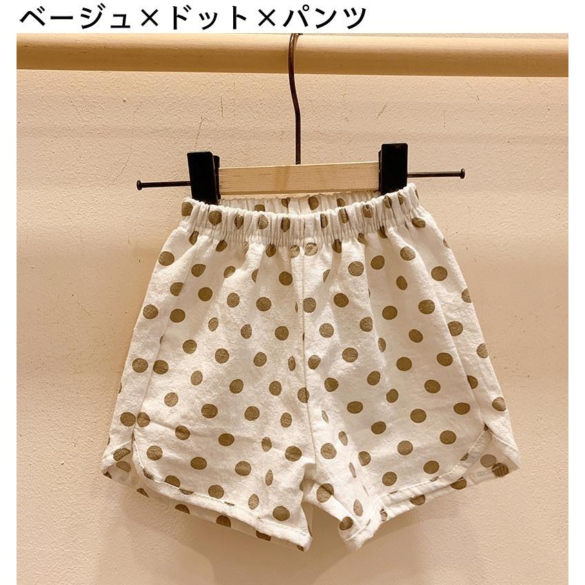 ショートパンツ Tシャツ 単品 キッズ ベビー 子供 女の子 男の子 ウエストゴム 半袖 ラウンドネック 無地 シンプル ドット柄 ストライプ柄 チェ｜plusnao｜26