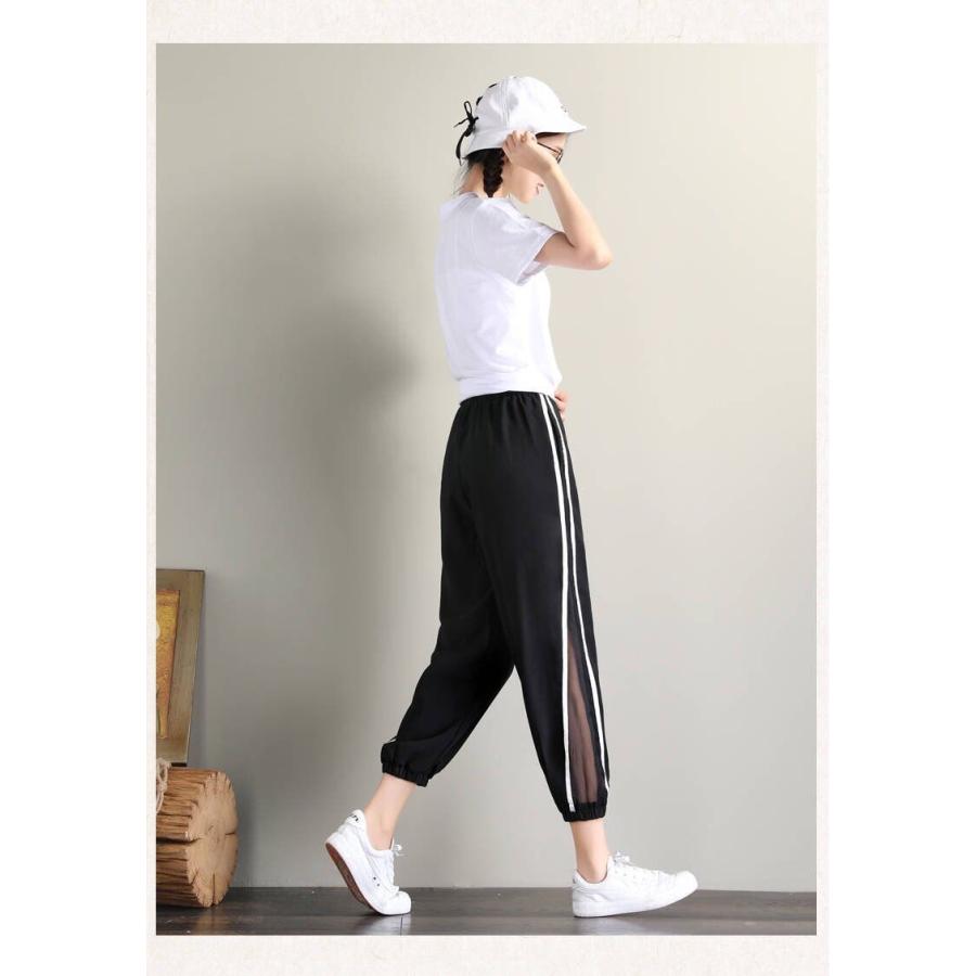 新品未使用8yards ボトムス　ロングパンツ　2024年12月発売 ハチヤーズ パンツ 白×黒 サイドライン ロゴ刺しゅう ストレッチ