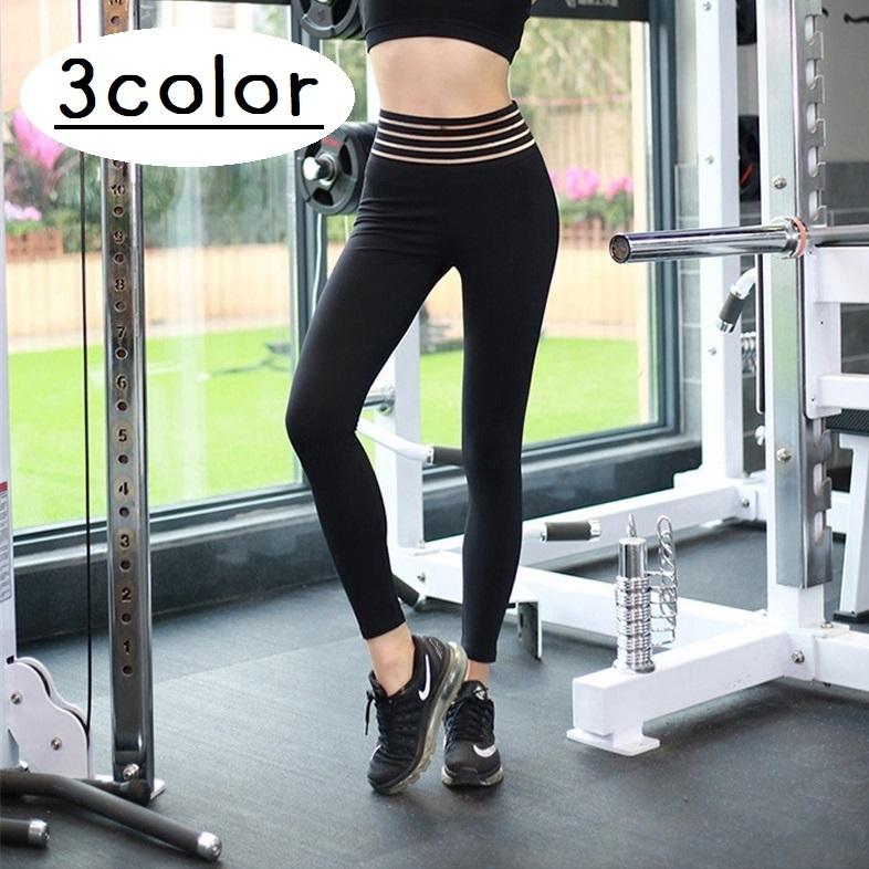 フィットネスパンツ トレーニングウェア フィットネスウェア スポーツウェア レディース 女性 ボトムス ロングパンツ 9分丈 透け感 ストライプ しま Bot プラスナオyahoo 店 通販 Yahoo ショッピング