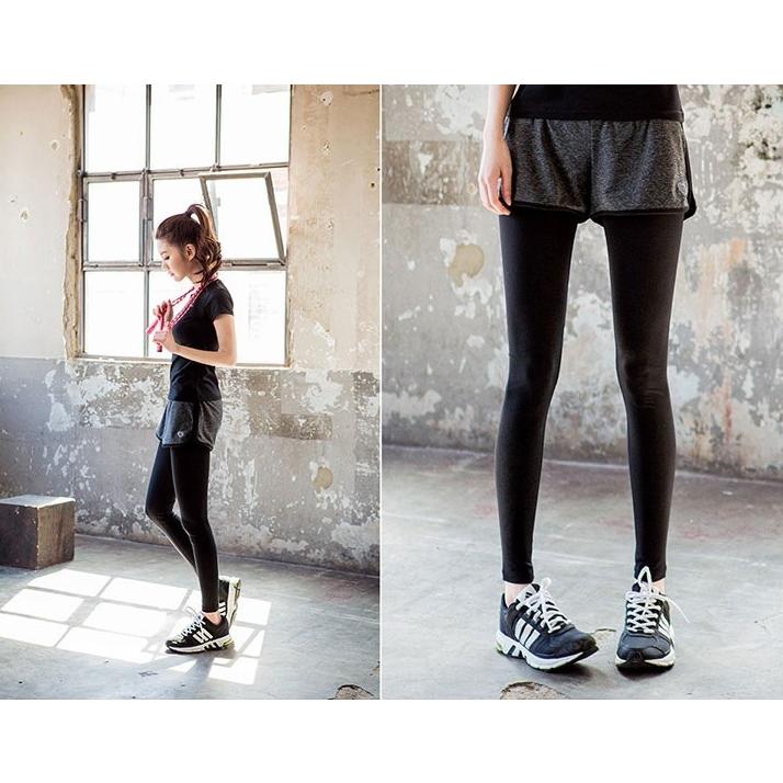 plusnao（プラスナオ） スポーツウェア レギンス付きショートパンツ