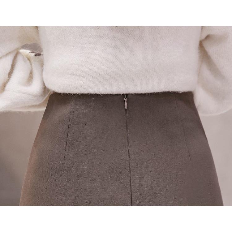 キュロットスカート レディース 女性用 ボトムス ショート丈 ミニ丈 台形 無地 スリット バックファスナー かわいい おしゃれ カジュアル ガーリー | plusnao | 13