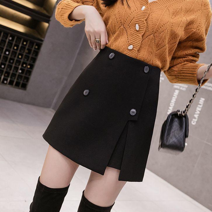 キュロットスカート レディース 女性用 ボトムス ショート丈 ミニ丈 台形 無地 スリット バックファスナー かわいい おしゃれ カジュアル ガーリー | plusnao | 02