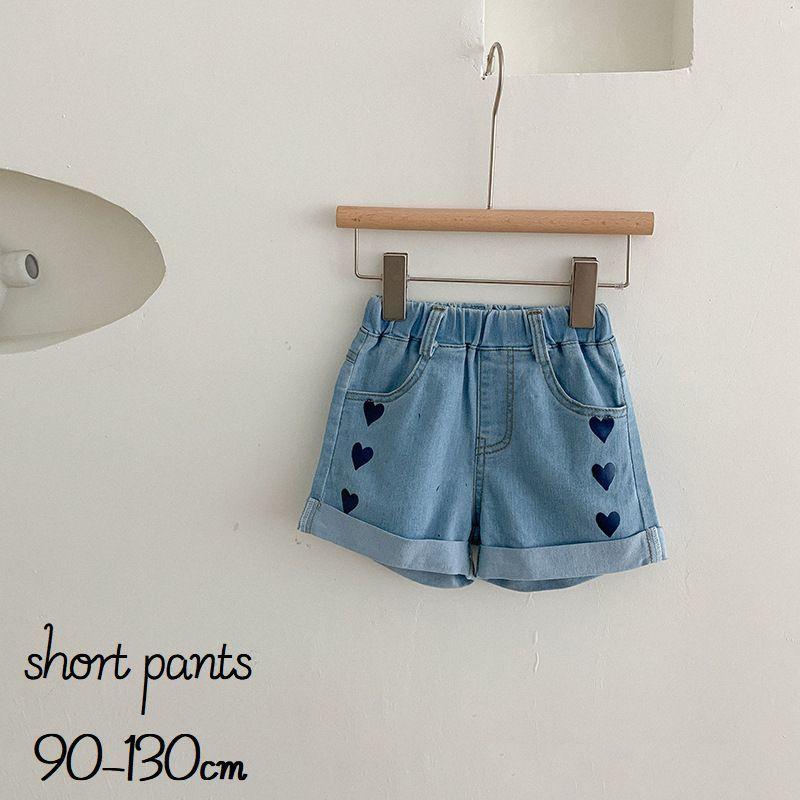 ショートパンツ 子供服 キッズ ベビー 女の子 ボトムス デニム ハート 短パン 半ズボン カジュアル 可愛い おしゃれ ポケット ウエストゴム 着回 プラスナオ Paypayモール店 通販 Paypayモール