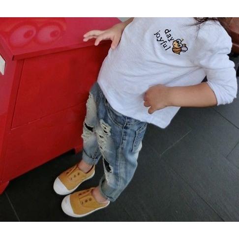 デニムパンツ ダメージデニムパンツ ジーンズ ロングパンツ キッズ ジュニア 子供服 男の子 女の子 男女兼用 ボトムス 破れ加工 擦れ 穴あき カジ | plusnao | 05
