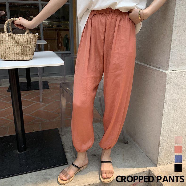 クロップドパンツ ロングパンツ レディース 9分丈 長ズボン ズボン ボトムス クロップド丈 無地 ゆったり ラフ ウエストゴム ゴム裾 裾ゴム 体型 Bot 2 プラスナオyahoo 店 通販 Yahoo ショッピング