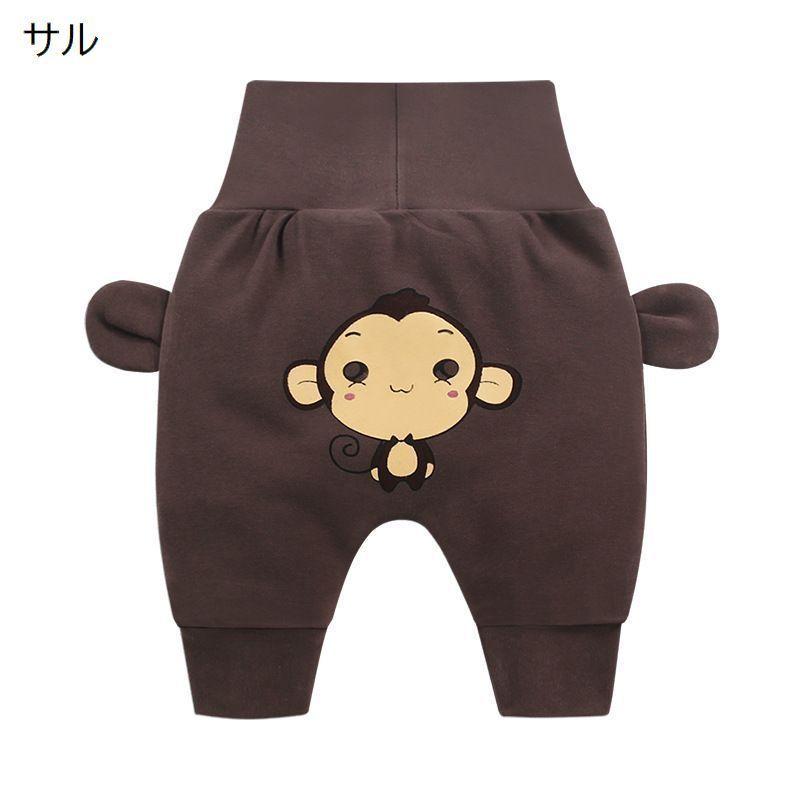 ロングパンツ 長ズボン ベビー キッズ 赤ちゃん 子供服 男の子 女の子 ボトムス ハイウエスト ウサギ クマ 動物 アニマル プリント 耳付き かわ | plusnao | 16