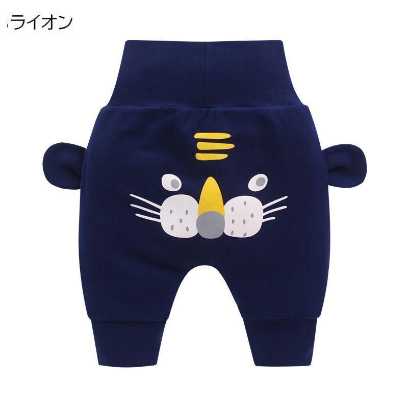 ロングパンツ 長ズボン ベビー キッズ 赤ちゃん 子供服 男の子 女の子 ボトムス ハイウエスト ウサギ クマ 動物 アニマル プリント 耳付き かわ | plusnao | 27