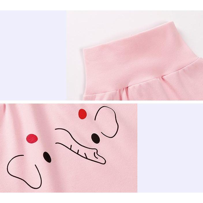 ロングパンツ 長ズボン ベビー キッズ 赤ちゃん 子供服 男の子 女の子 ボトムス ハイウエスト ウサギ クマ 動物 アニマル プリント 耳付き かわ | plusnao | 31