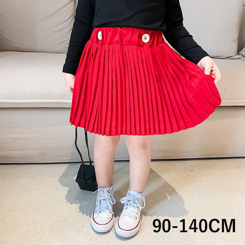 プリーツスカート ショート丈 子供服 女の子 キッズ 夏服 ウエストゴム 膝丈 無地 Aライン かわいい おしゃれ お出かけ レッド 女児 ガールズ Bot 008 プラスナオyahoo 店 通販 Yahoo ショッピング
