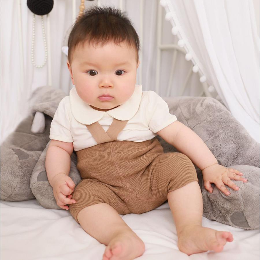 【きなこさん専用】スリーパー、バスローブ、パンダレギンスまとめ売り plusnao（プラスナオ） リブレギンス サスペンダー付き 子供服 ベビー