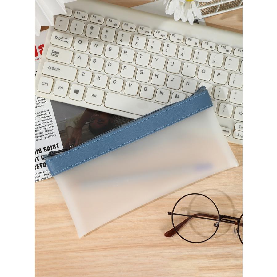 plusnao ペンケース 筆箱 ペン入れ 筆記用具入れ 半透明