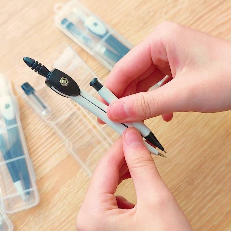 コンパス ケース付き 0.7mm芯 シャープペンシル 製図用 数学 文房具 芯