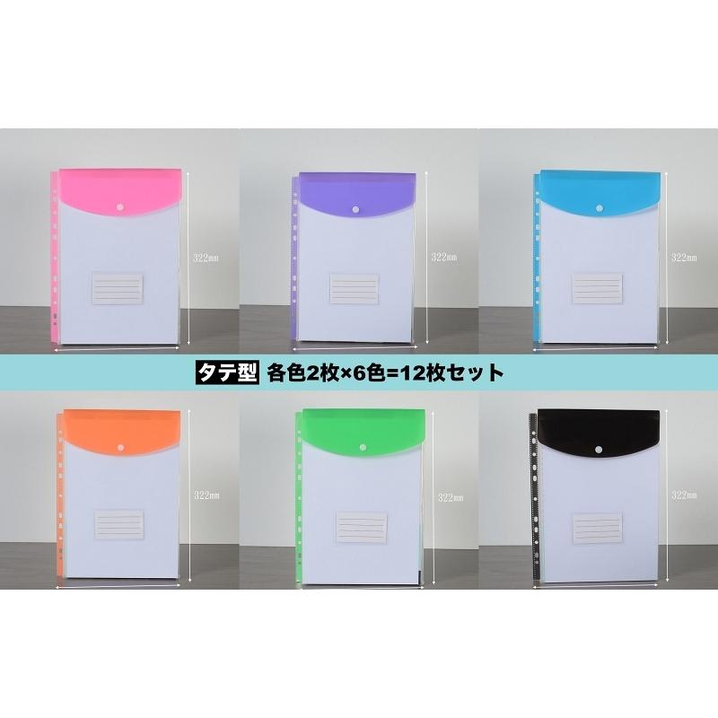 クリアファイル ポケットファイル 12枚セット A4 バインダー用 リング