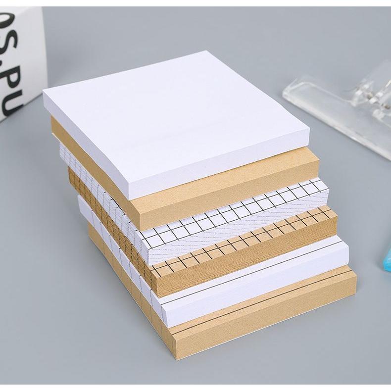 plusnao メモ帳 付箋 6冊組 80枚 方眼 罫線 無地 正方形 スクエア