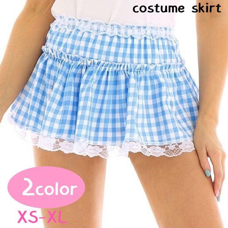 正規取扱店 ミニスカート コスチューム コスプレ 衣装 アイドル風 レディース ミニ丈 ギンガムチェック フリル レース ガーリー 可愛い セクシー イベント ウ Riosmauricio Com
