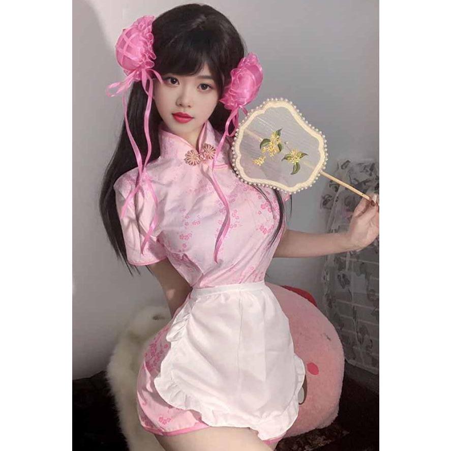 M企画 チャイナエプロン レース胸当て M企画 チャイナエプロン レース胸当て