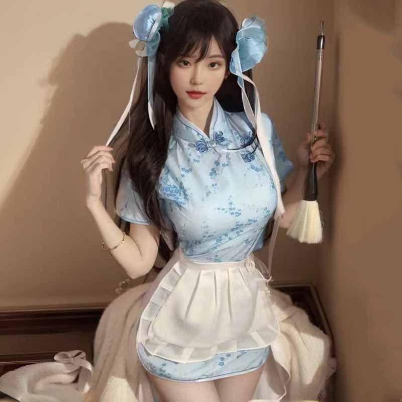 コスプレ衣装 3点セット レディース チャイナ服 エプロン T
