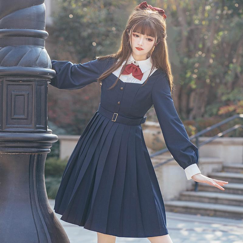 在庫大得価 コスチューム フェイクレイヤード プリーツスカート 清楚系 お嬢様系 プラスナオ Paypayモール店 通販 Paypayモ コスプレ衣装 レディース 制服風 女子高生風 ワンピース 長袖 リボン 襟付き お得人気 Vanderschooten Com