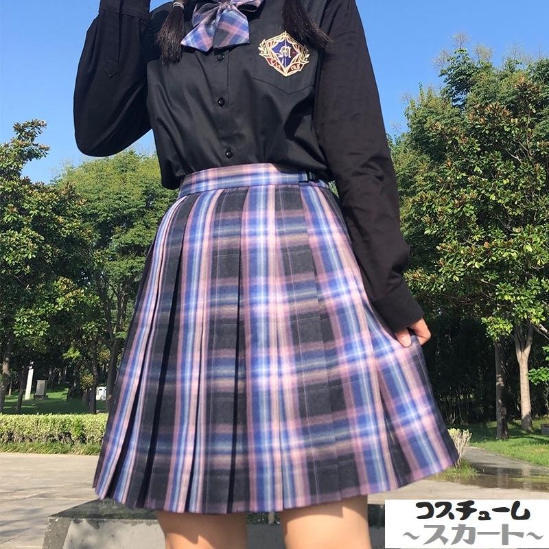 コスチューム コスプレ プリーツスカート レディース チェック 学生服 制服 中学生 高校生 女の子 かわいい おしゃれ ブルー ユニフォーム ガール プラスナオ Paypayモール店 通販 Paypayモール