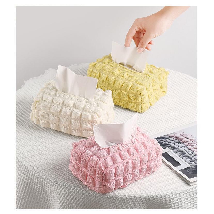 ティッシュケース ティッシュカバー 布製 エンボーワッフル もこもこ