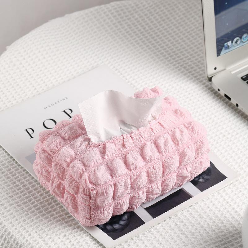ティッシュケース ティッシュカバー 布製 エンボーワッフル もこもこ