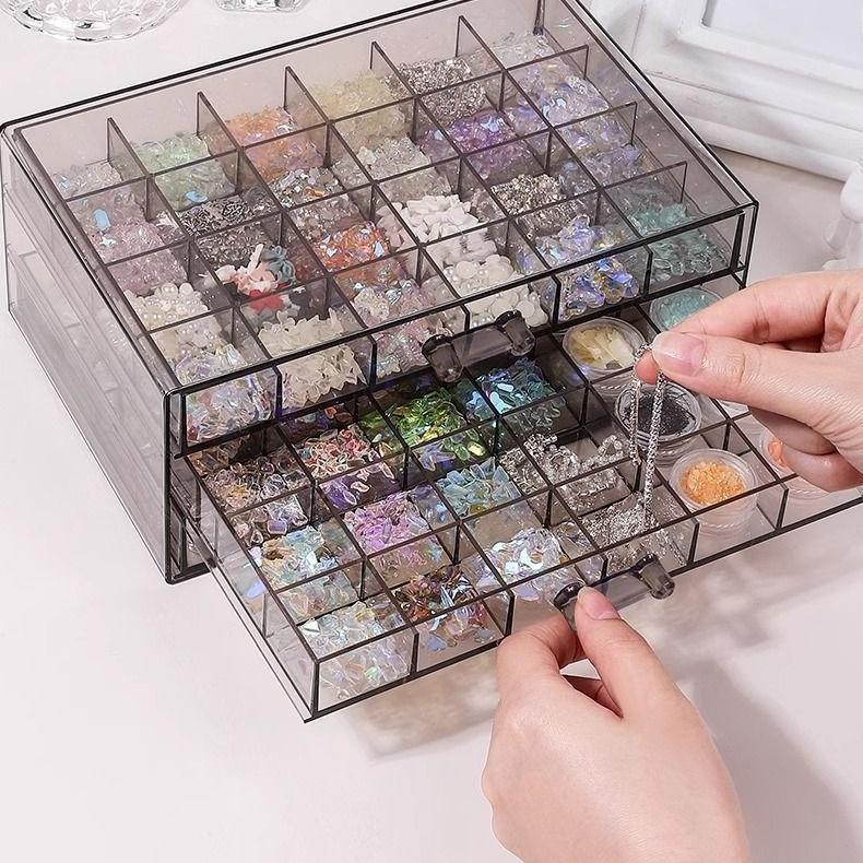 ネイルケース ネイルパーツ収納 引き出し式 3段 72マス 小分け 仕分け