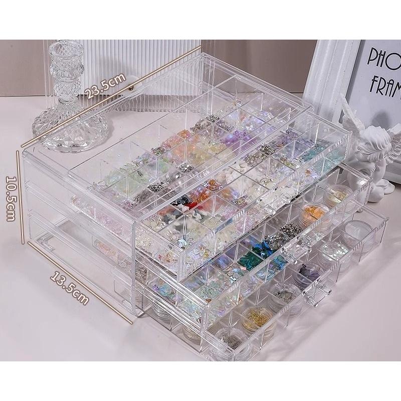 ネイルケース ネイルパーツ収納 引き出し式 3段 72マス 小分け 仕分け