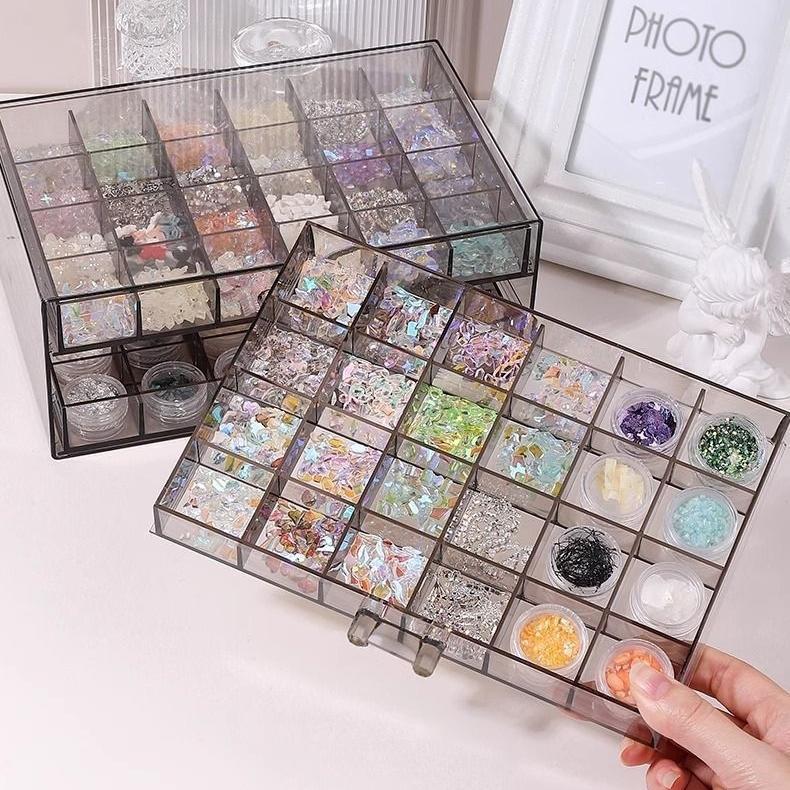 ネイルケース ネイルパーツ収納 引き出し式 3段 72マス 小分け 仕分け