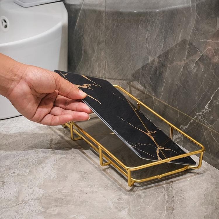 plusnao（プラスナオ） インテリアトレイ 小物トレイ 大理石風 長方形