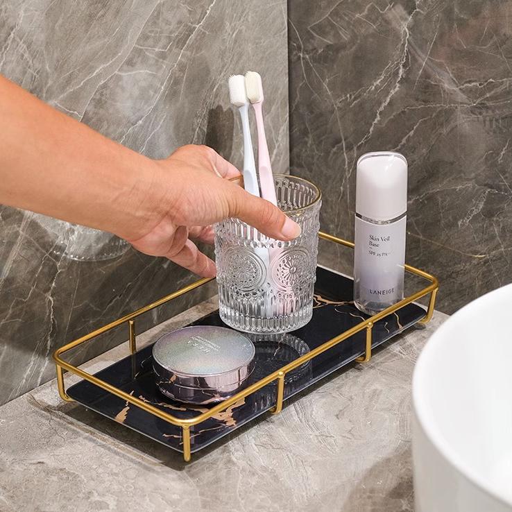 plusnao（プラスナオ） インテリアトレイ 小物トレイ 大理石風 長方形