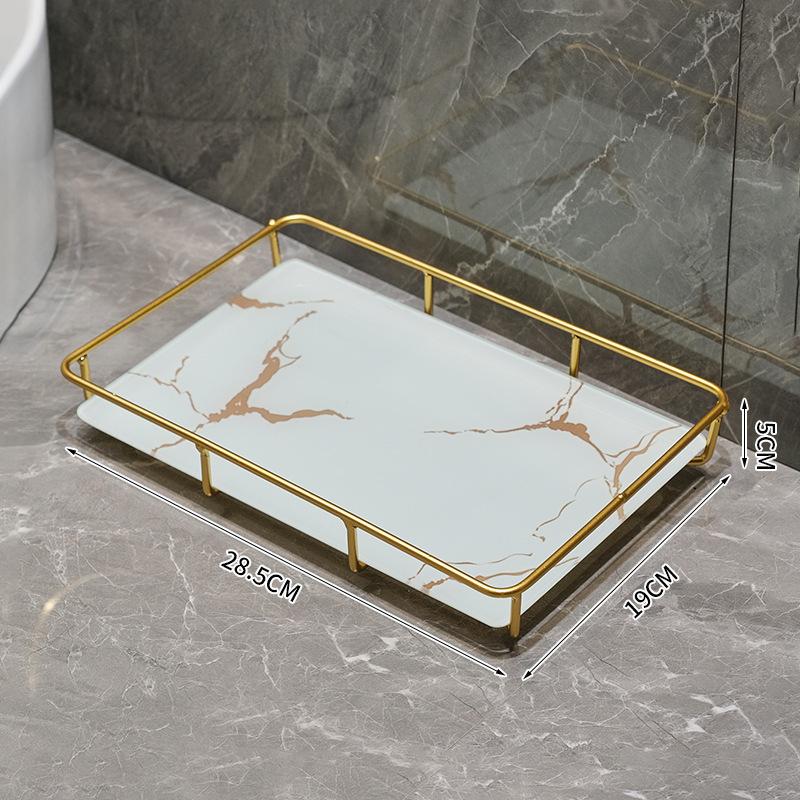 インテリアトレイ 小物トレイ 大理石風 長方形 四角形 卓上 収納 洗面