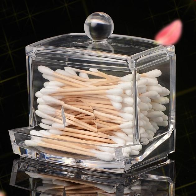 綿棒ケース コットンケース 綿棒入れ 蓋付き 防塵 クリア 透明