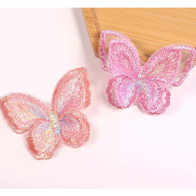 ワッペン アップリケ 6個セット レース 刺繍 蝶 バタフライ クラフト