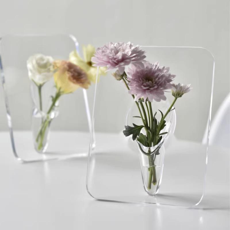 フラワーベース 花瓶 花器 一輪挿し フォトフレーム風 立て掛け 卓上