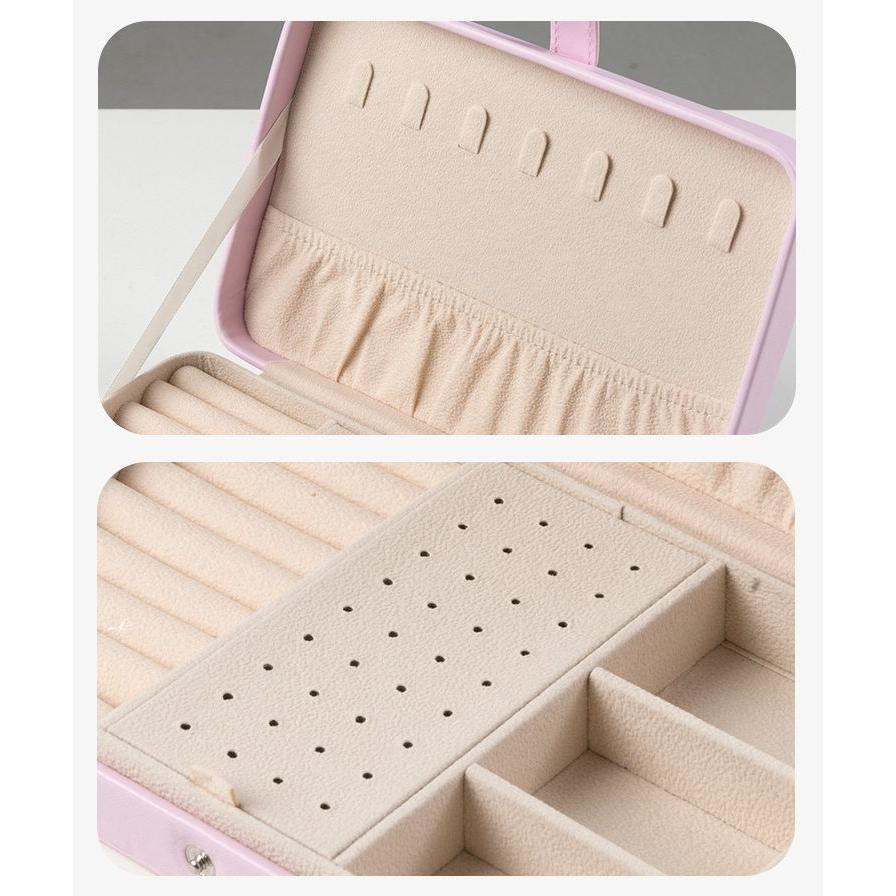 アクセサリーケース ジュエリーボックス 仕切り付き 蓋付き スナップ