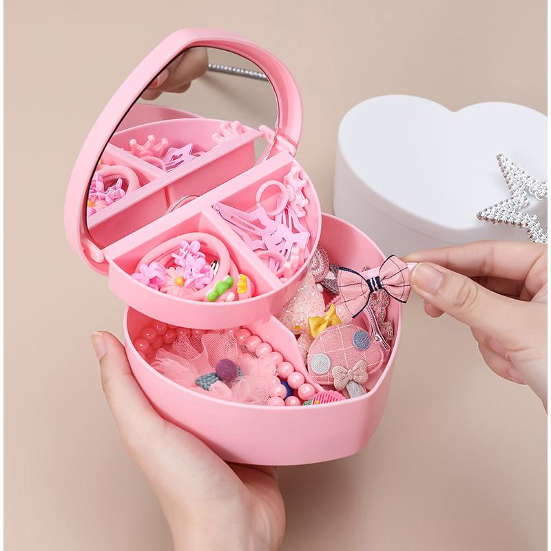 plusnao（プラスナオ） アクセサリー収納ボックス 2段 ハート型 子供用