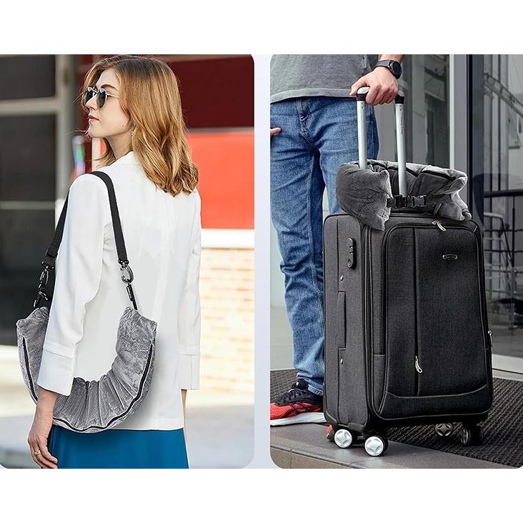 ネックピロー 旅行用枕 衣類収納 タオル収納 ポーチ バッグ 一体型