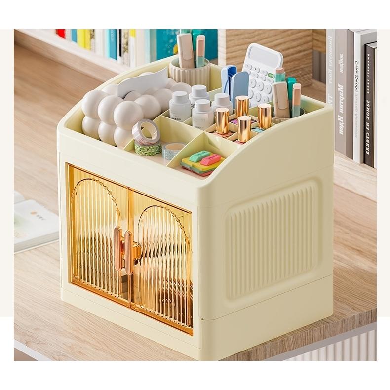 メイクボックス 1段 2段 コスメボックス 化粧品収納 扉付き 両開き