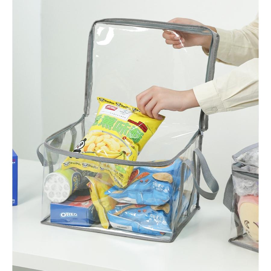 収納ケース 単品 1個 本入れ 本収納 衣類収納袋 ソフトケース クリア