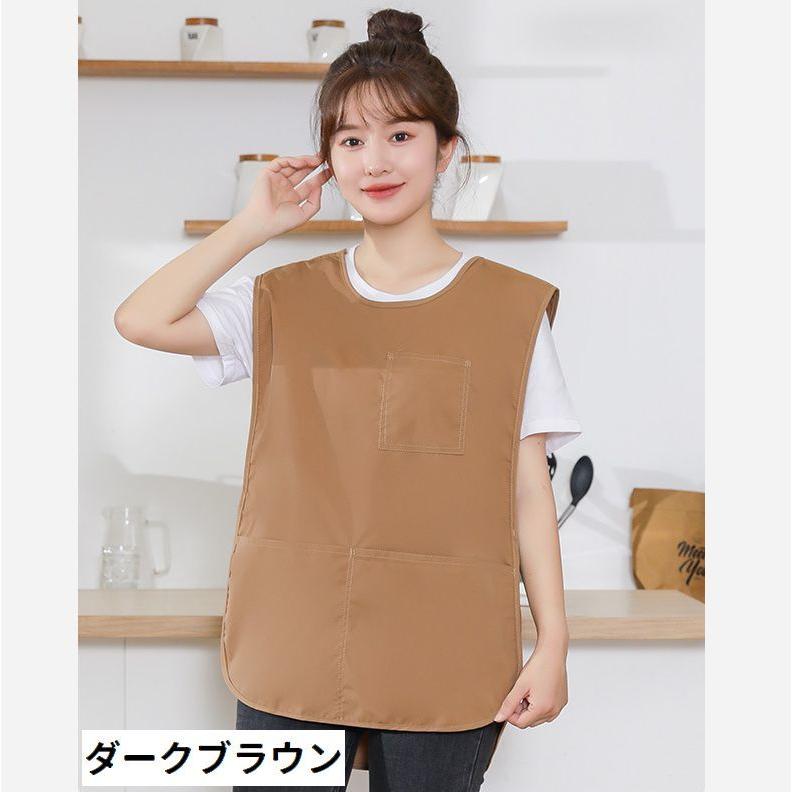 ベストエプロン エプロン 簡単着脱 防汚 撥水 ベスト型 かぶるだけ 袖