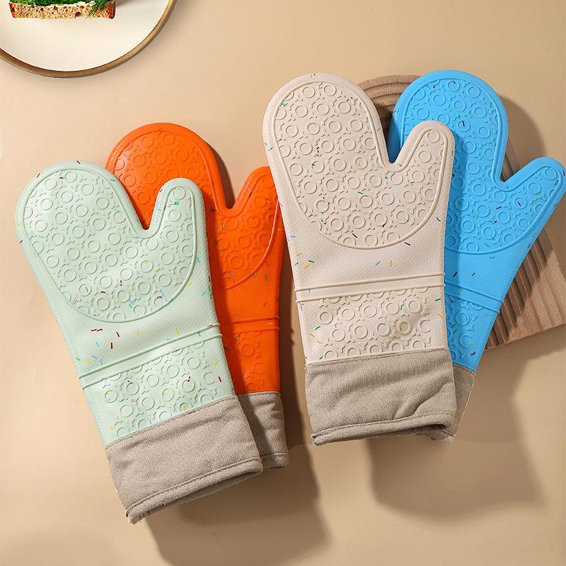 鍋つかみ 2個セット 両手用 鍋敷き マット ミトン シリコン製 キッチン