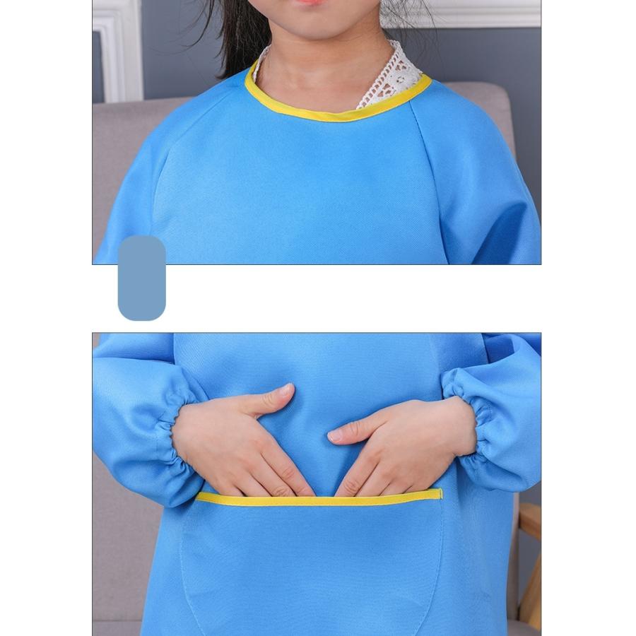 スモック キッズ 子供 子ども 女の子 男の子 長袖 ポケット付き 紐