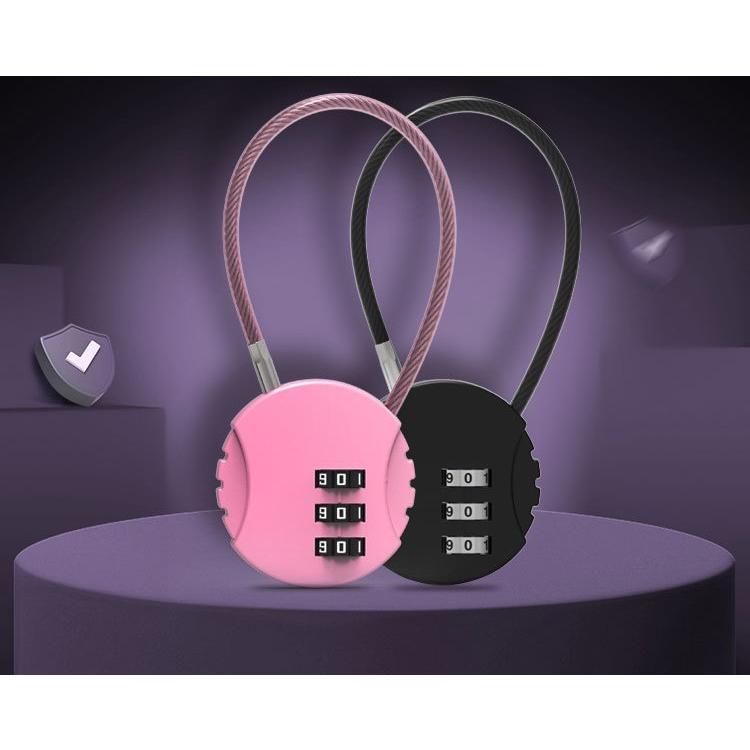 ワイヤーロック 南京錠 ダイヤルロック ダイヤル式 3桁 バイク 自転車 ヘルメット リュック バックパック ファスナーロック パソコン 盗難防止 防 | plusnao | 02