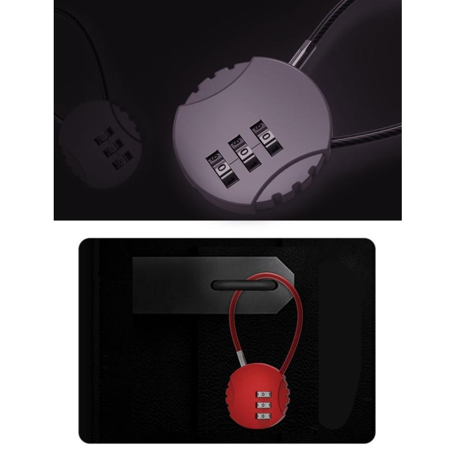 ワイヤーロック 南京錠 ダイヤルロック ダイヤル式 3桁 バイク 自転車 ヘルメット リュック バックパック ファスナーロック パソコン 盗難防止 防 | plusnao | 03