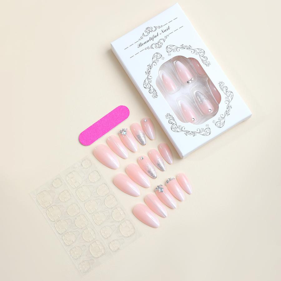 ネイルチップ つけ爪 24枚セット 12サイズ ロング オーバル 長め 貼る