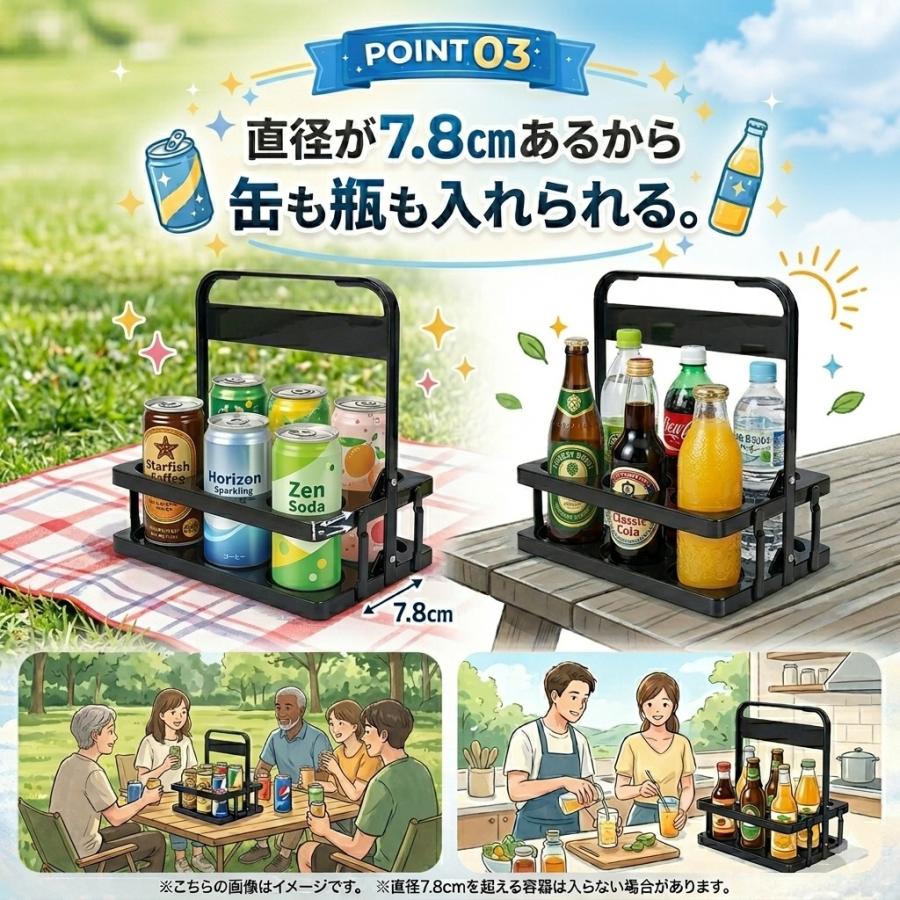 ボトルホルダー 缶が入る ボトルラック ボトルキャリアー 6本用
