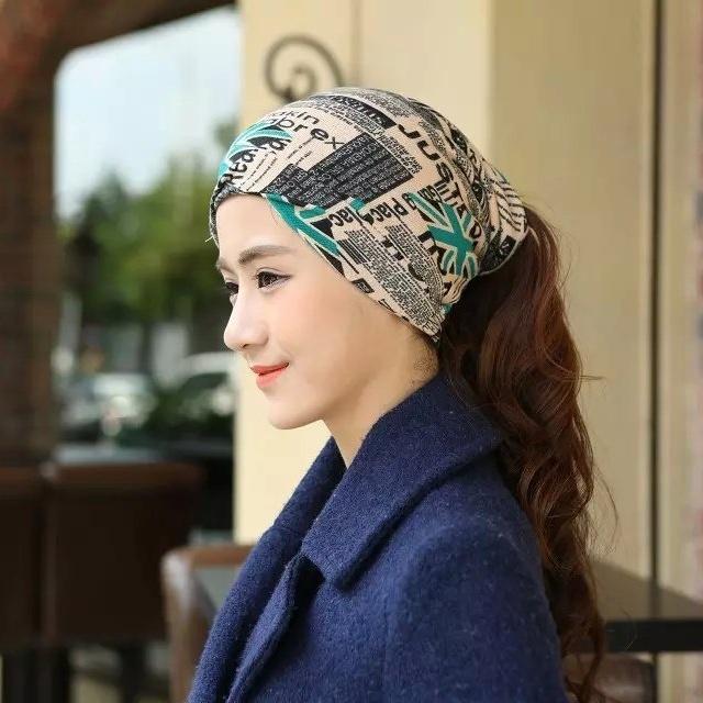 贈与 ターバン ヘアバンダナ 帽子 ネックウォーマー 3way 模様X グリーン 緑色 ヘアバンダナ ターバン 帽子 ネックウォーマー 3way ワインレッド 模様W