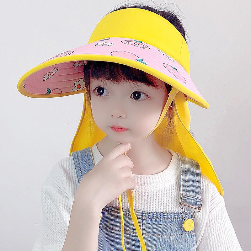 サンバイザー 日よけ付き フェイスカバー付き 子供用 キッズ 女の子 男の子 ツバ広 あご紐 イラスト プリント ウシ ニンジン ライオン モモ かわ プラスナオ Paypayモール店 通販 Paypayモール