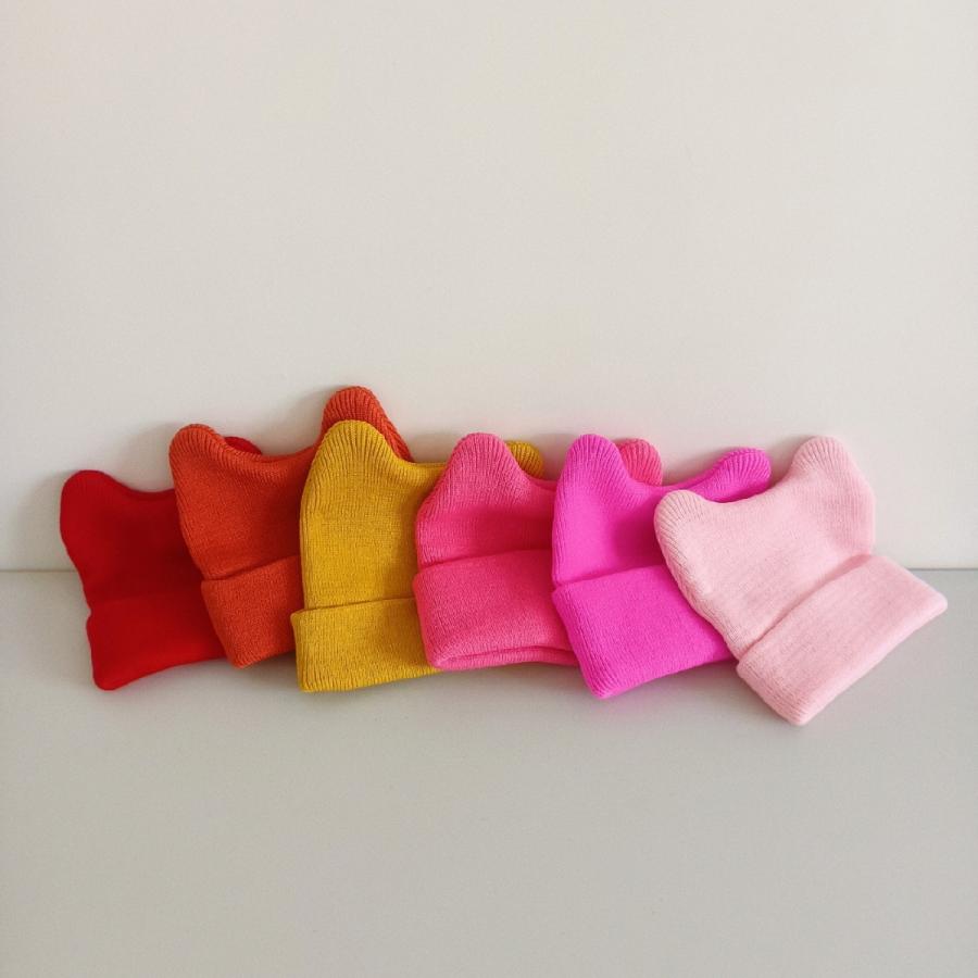 ベビー帽子 男の子 女の子 ベビー キッズ 子供服 ニット レッド ブルー ピンク うさ耳 かわいい カラバリ豊富 | plusnao | 10